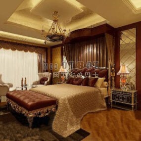 غرفة نوم كلاسيكية حديثة داخلية نموذج ثلاثي الأبعاد