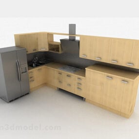 Beige Stylish L Shaped Whole Cabinet 3d model