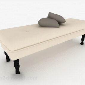 Μοντέρνος μπεζ ξύλινος καναπές υποπόδιο 3d μοντέλο