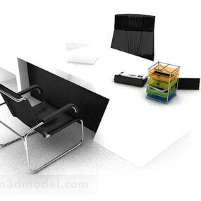 Modern Black White Simple Desk Chair 3d model