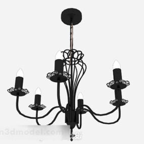 现代黑色烛台枝形吊灯3d模型