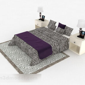 Model 3d Furnitur Tempat Tidur Ganda Rumah Modern