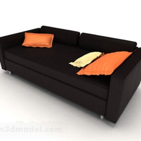 Nowoczesny czarny dom Prosta podwójna sofa Model 3D