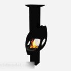 Modern black minimalist fireplace 3d model