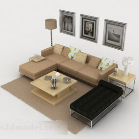 نموذج أريكة ثلاثي الأبعاد حديث باللون البني البسيط