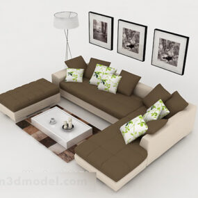 Brown Simple Combination Sofa Set 3d model