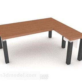 Modern Brown Simple Wooden Desk 3d model