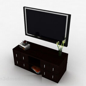 Modern Brown Single Wooden Tv Cabinet 3d model