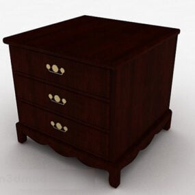 Modern Brown Three Story Bedside Table 3d model