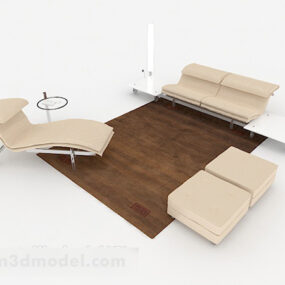 现代浅棕色组合沙发3d模型