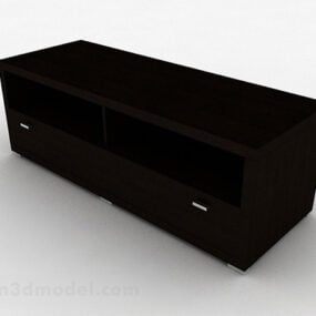3д модель современного деревянного короткого шкафа под телевизор