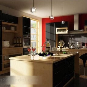 Moderni kodin keittiön sisustus 3D-malli