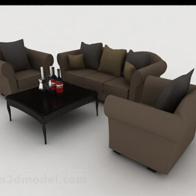 Μοντέρνος οικιακός απλός σκούρο γκρι καναπές τρισδιάστατο μοντέλο