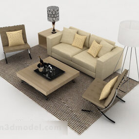 Modern Home Simple Light Brown Sofa 3d model