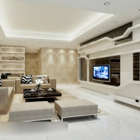 Modern Home Living Room Interior V2 3d model