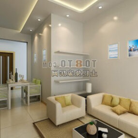 Interior de sala de estar moderna blanca modelo 2d V3