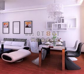 Modern Living Room White Tone Interior 3d model