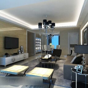 Modernes Wohnzimmer-TV-Schrank-Innenraum-3D-Modell