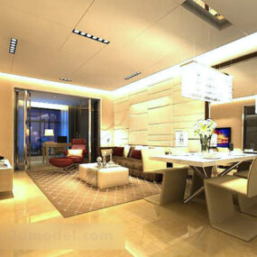 Moderne stue som et hele interiør 3d-model