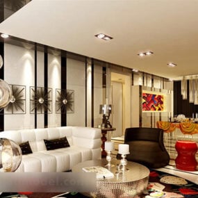Modello 3d di interni di design moderno per soggiorno