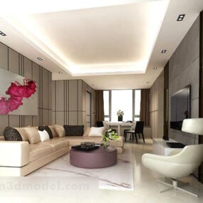 Modern Living Room Hanging Painting Interior 3d model