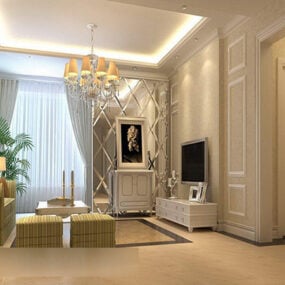 Modernes Wohnzimmer-Interieur V3 3D-Modell