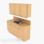 Smal Kitchen Wood Color Cabinet