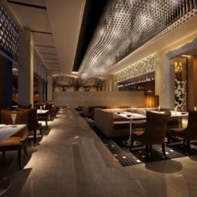 现代豪华餐厅设计室内3d模型
