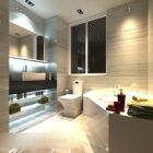 Interior minimalista moderno do banheiro