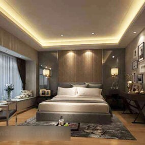 Modernes, minimalistisches Schlafzimmer-Innenraum-3D-Modell