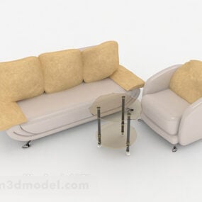 Modern Minimalist Beige Brown Sofa 3d model