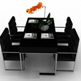 Modern Minimalist Dining Table Chair Set 3d model