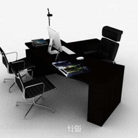 نموذج كرسي مكتب أسود حديث الحد الأدنى ثلاثي الأبعاد