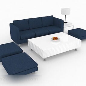 3д модель минималистичного синего дивана