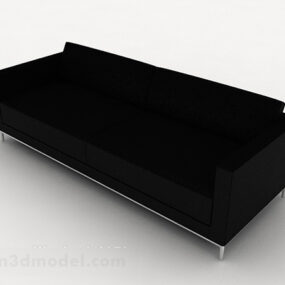 Modern Minimalist Business Black Double Sofa 3d model