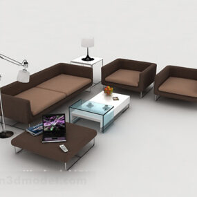 דגם תלת מימד של ספה חומה מינימליסטי מודרני מינימליסטי