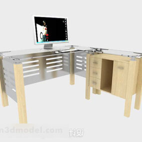 דגם תלת מימד של שולחן מחשב מינימליסטי מודרני