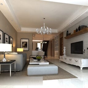 Modernes, minimalistisches Wohnzimmer-Interieur V13 3D-Modell