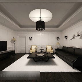 Interior minimalista moderno de la sala de estar V15 modelo 3d