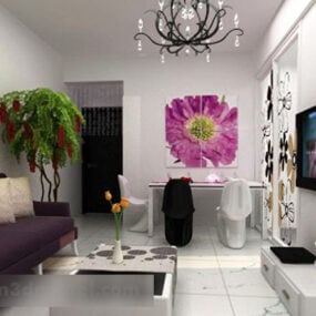 Modern hem minimalistisk lägenhet interiör 3d-modell