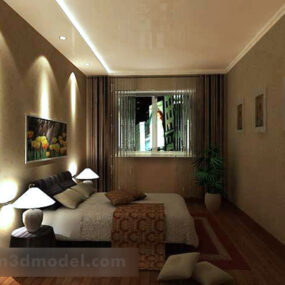 Moderni minimalistinen makuuhuoneen sisustus 3D-malli