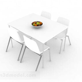Modern Minimalist White Dining Table Chair 3d model