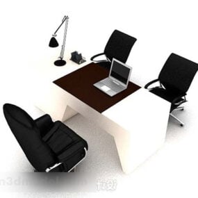 Modern Minimalist White Office Desk 3d model