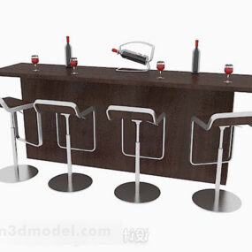 Modern Minimalist Wooden Bar Set 3d model