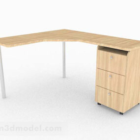 Modern Minimalist Wooden Desk 3d model