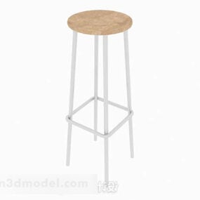 Modern Minimalist Wooden Round Bar Stool 3d model