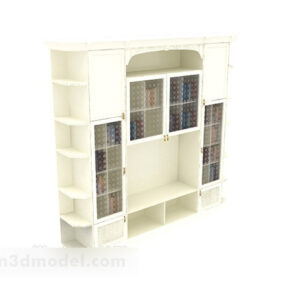 Librería blanca de madera minimalista moderna modelo 3d