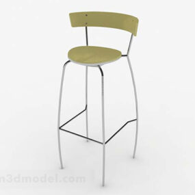 Modern Minimalist Yellow Brown Bar Chair 3d model