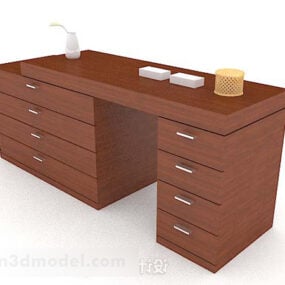 Modern Minimalistic Brown Desk 3d model