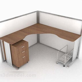 Modern Minimalistic Brown Office Desk 3d model